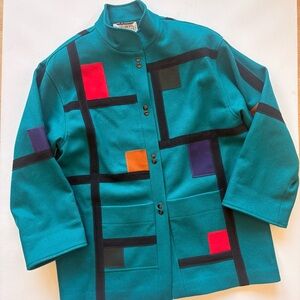 International Scene Vintage 80’s Wool Colorblock Coat Size 13/14